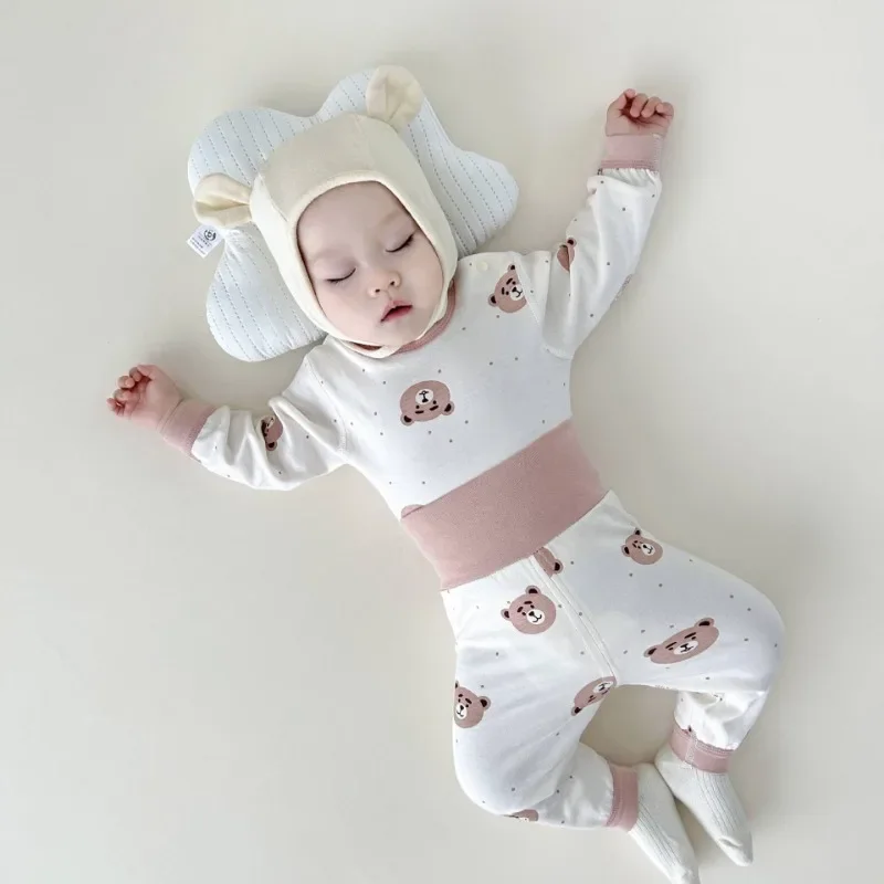 Baby Autumn Clothes Pants Set Children's Underwear High Waist Belly Pants Spring Pajamas Home Wear