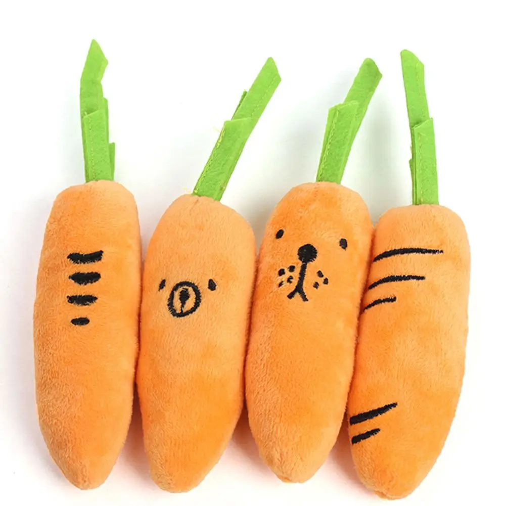 Plush Dog Toys Chew Molar Squeak Chew Sound Toy Pet Carrot Shape Durability for Dogs Puppy Toys to Clean the Teeth