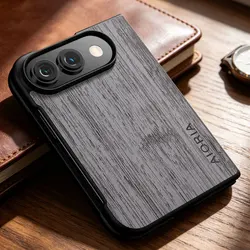 Elegant Wood Grain PU Leather Phone Cover - Premium Case  Coque Capa for iPhone Duo (Light Gray)