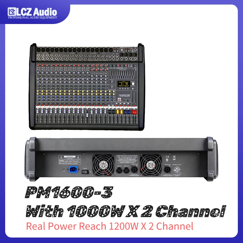 Dynocord Powermate 1600-3 Mixer OLED Screen 16 Channel Mixer Power Amplifier 1200Watt X2 Mixing Console