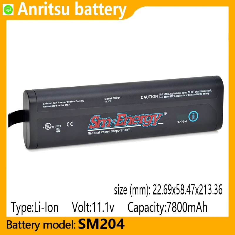 

SM204 capacity 7800mAh 11.1V Li ion battery, suitable for Anritsu MS2721A MS2721B OTDR optical time-domain reflectometer