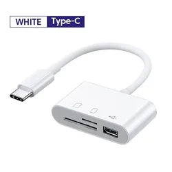 Universal Type C 3 - in - 1 Multi - Port Memory Card Reader and USB Hub Adapter (WHITE)