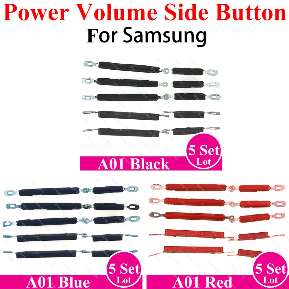 Power Volume Side Button Key 5Set For Samsung A01 A02 A02S A03 Phone Housing On Off Up Down Small Repair Parts