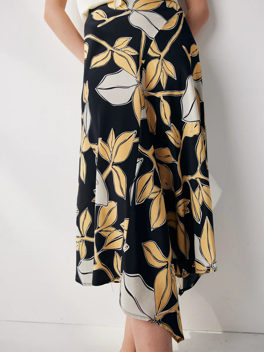 SuyaDream 女性花柄スカート 100% シルククレープデシン A