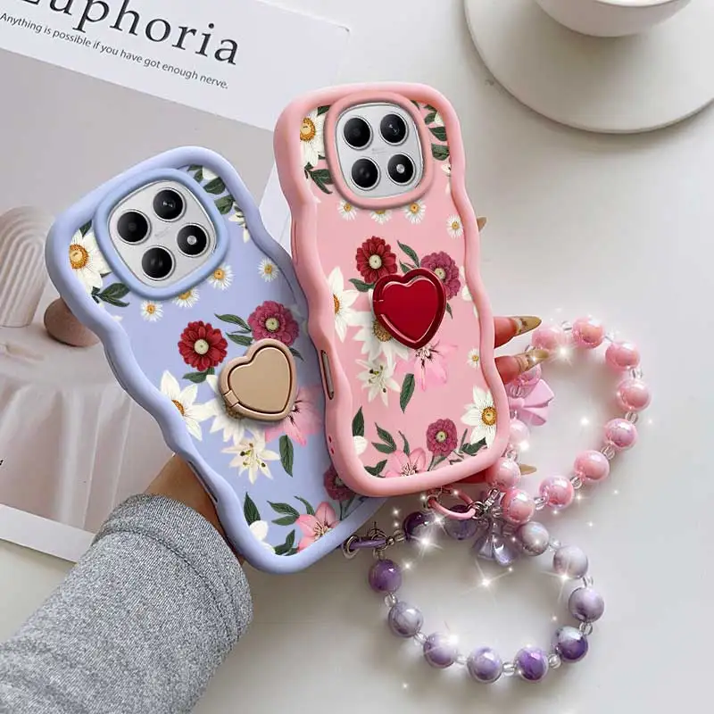 Fragrant Flower Phone Case Set with Lanyard & Stand - 3-Piece Bundle