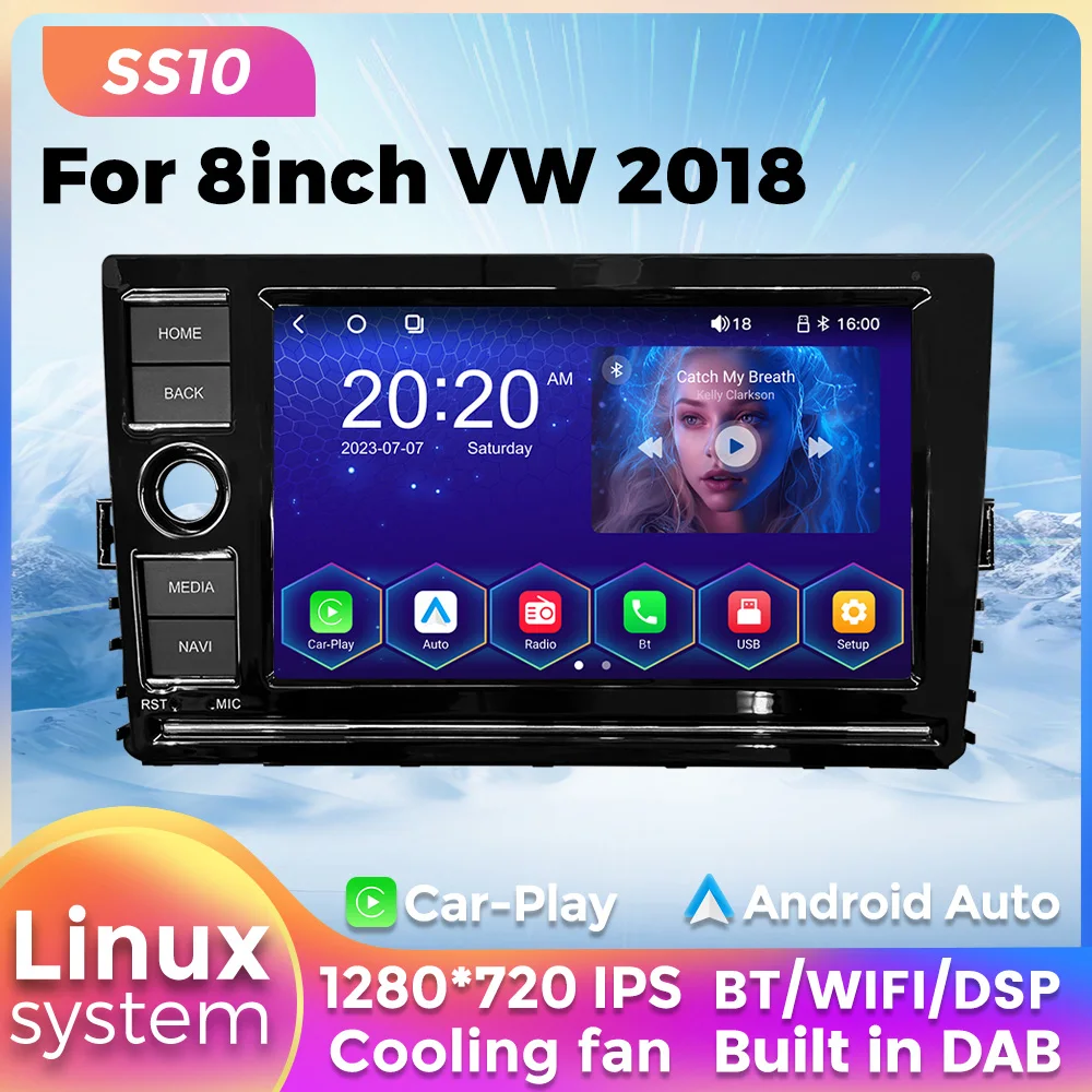 

New Linux System Car Radio Autoradio For 8inch Volkswagen VW Polo Golf Passat Skoda Multimedia Player WIFI DAB Wireless Carplay