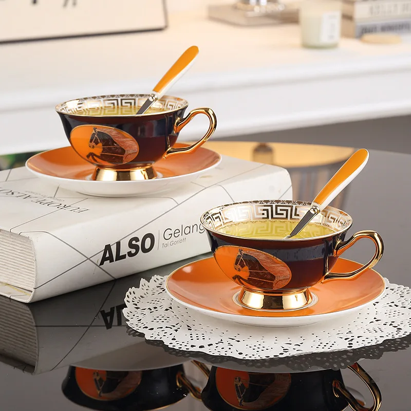 

European-style Palace Retro Bone China Coffee Cup British Afternoon Tea Cup Light Luxury Home Black Tea Cup