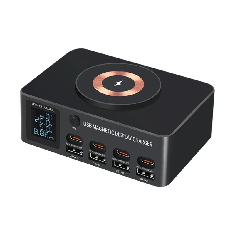 

140W QC3.0 15W Wireless Support Type C PD 100W Fast Multi USB Fast Charging Station for Iphone QXNF