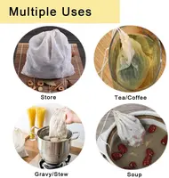 Sac à soupe en coton réutilisable avec cordon de serrage, 5 pièces, 20x25CM, sac à fromage, sac à épices pour la cuisine, sacs en mousseline, sac de brassage pour bouillon d'os 5