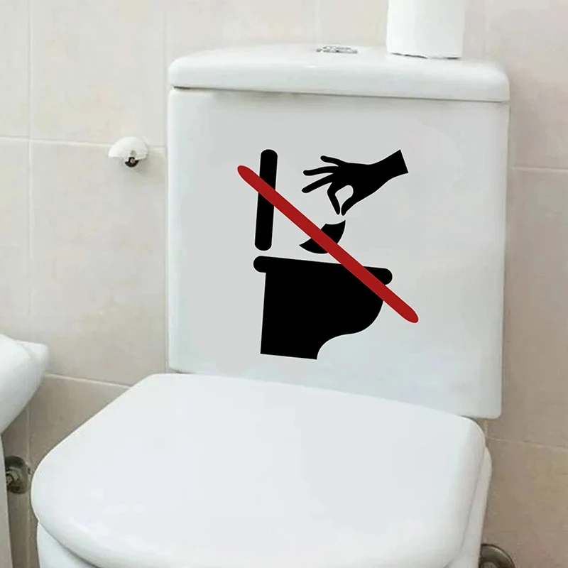 

Bathroom Warning Removable Toilet Sticker No Toilet Paper Into Toilet Sign Creative Wall Stickers