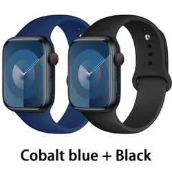 Dual Pack Silicone Sport Band for Smartwatches - Versatile and Durable Strap Collection (Cobalt blue-Black)