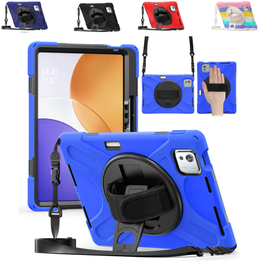 Heavy Duty Protective Tablet Case with Shoulder Strap - Durable PC + Silicone Cover