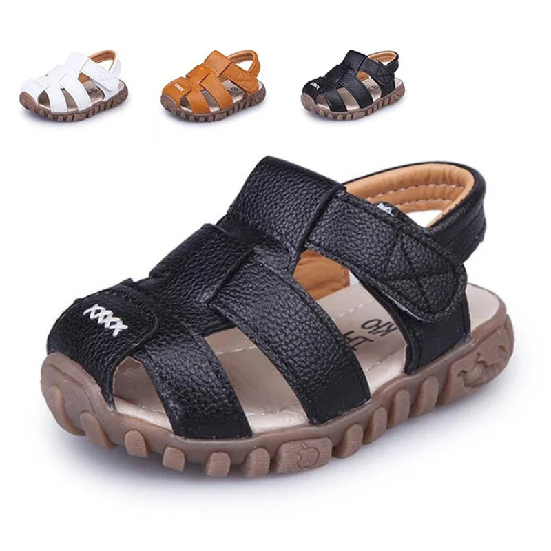 Beach Shoes Children Sandals Kids Shoes Kids Sandals Size 21-36 Children Shoes Closed Toe Toddler Boys Leather Breathable Beach Sandals Summer