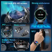 2025 2-in-1 Smart Watch With Earbuds NFC Smartwatch TWS Bluetooth Earphone Heart Rate Blood Pressure Monitor Sport Fitness Watch - Image 3