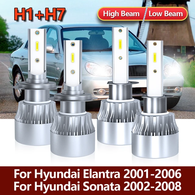 For 2002-2008 Hyundai Sonata LED Headlight Bulbs H1 H7 High/Low