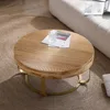 31.5 "Modern Circular Coffee Table with Handmade Wooden Radial Pattern, Cedar Tabletop, Gold Cross Legged Base 3