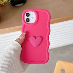 Charming 3D Bear Candy Cartoon Wavy Silicone Case - Soft Cover for Poco C65 (Rose Red)