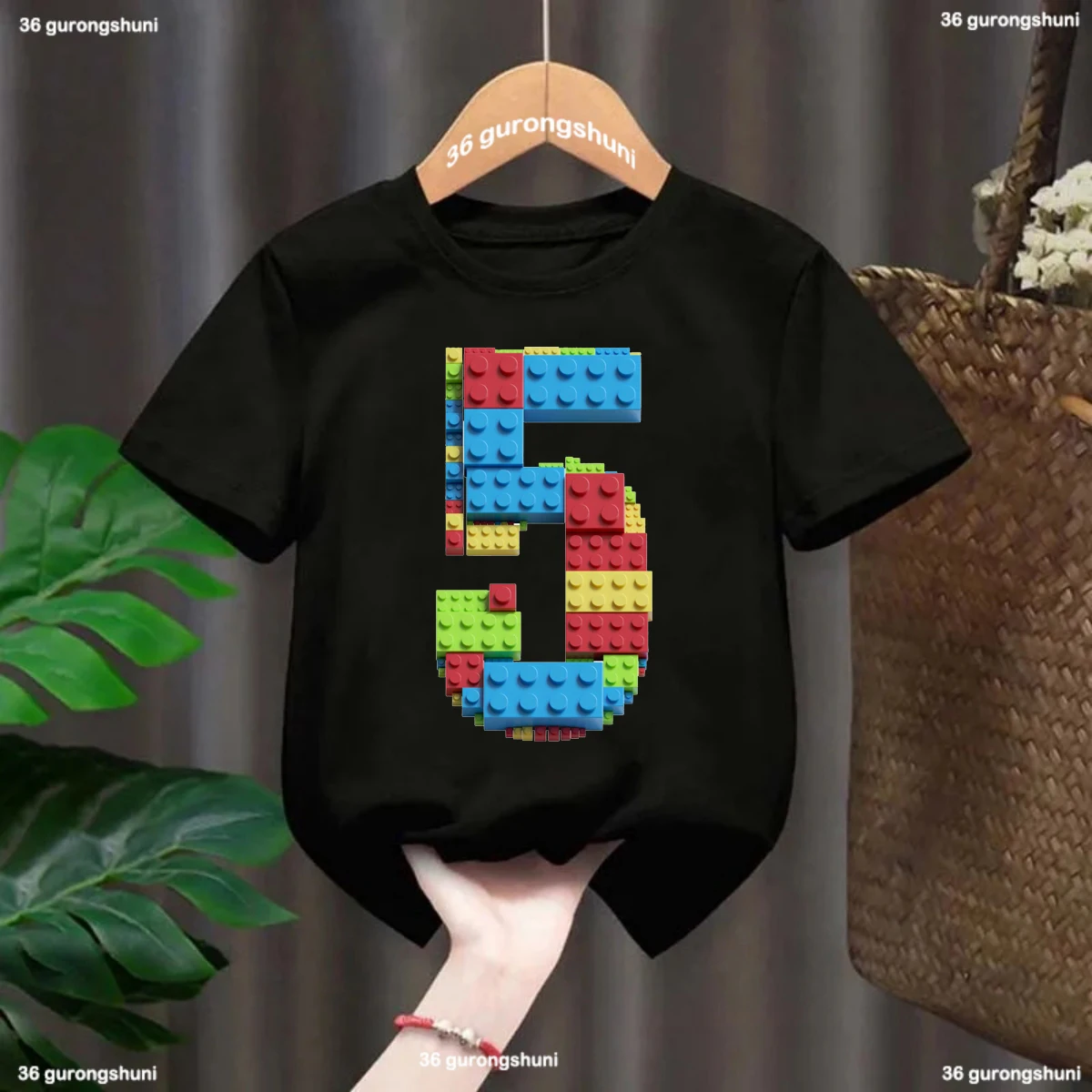 소년 빌딩 블록을위한 재미있는 티셔츠 생일 디지털 인쇄 Tshirt 사용자 정의 이름 귀여운 아이 옷 흰색 Tshirt 탑스