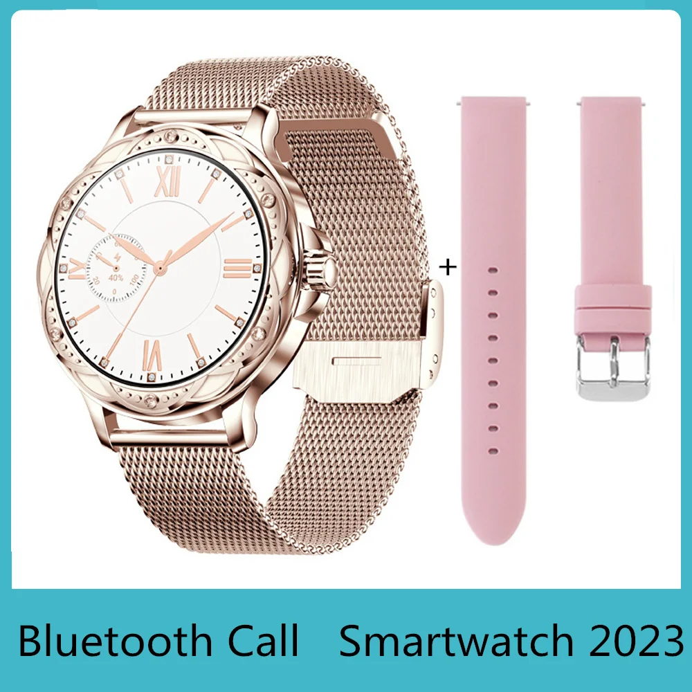 

Smart Watch 2023 Bluetooth Call Gold Diamond Smartwatch 1.2inch Full Touch Screen 100 Sport Mode IP67 Waterproof Wearable Device