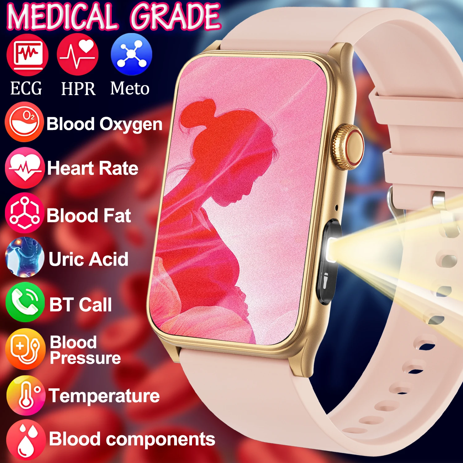 2025New medical watch smart for Xiaomi women health blood sugar blood oxygen blood pressure men's sports watches