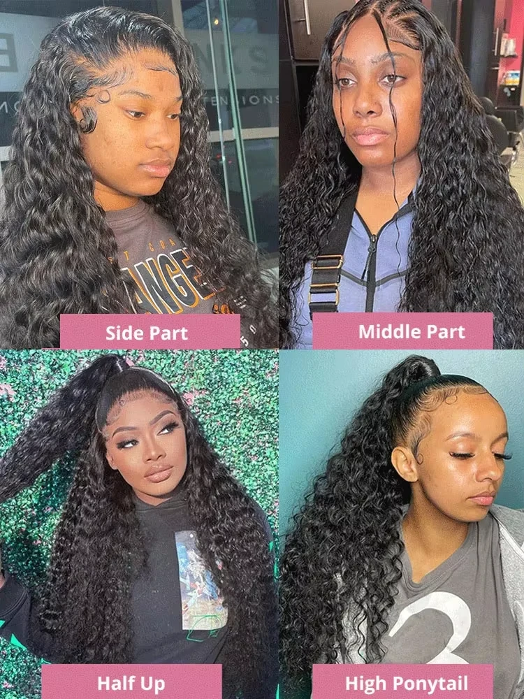 Deep Wave 30 40 50 Inch 13x6 13x4 HD Curly Lace Frontal Human Hair Wig Brazilian 5x5 Closure Glueless Wig Wear Go