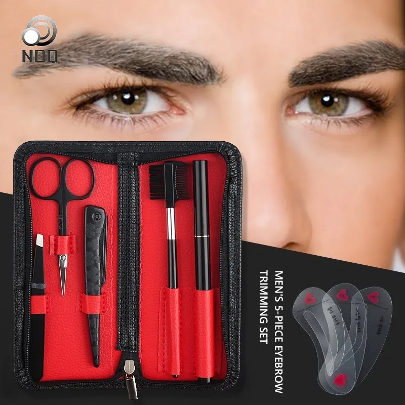 5pcs/set Men Eye Brow Grooming Set Eyebrow Trimmer Drawing Stencils