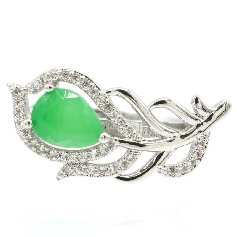 

4g 925 SOLID STERLING SILVER Ring Feather Shape Spinel Swiss Blue Topaz Real Green Emerald Red Ruby Many Sizes 6-11