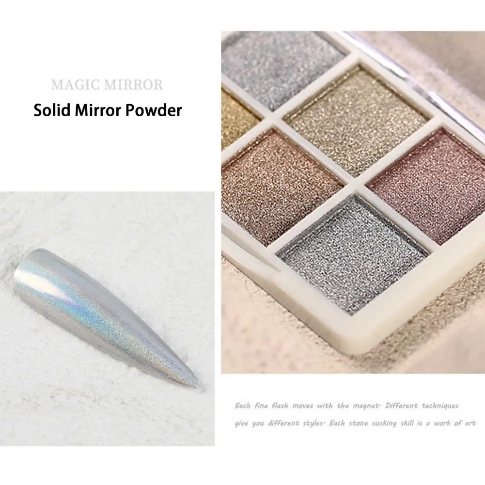 6 Colors Holographics Laser Aurora Solid Mirror Nail Glitter Powder Nails UV Gel Polish Pigment Nail Art Decorations Accessories