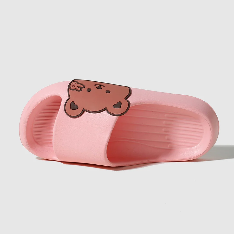 2024 Summer Women Soft Sole Slippers Home Bathroom Eva Slippers Sandal Polka Bear Print Beach Slippers Flip Flop Couples Outdoor 2