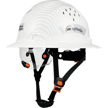 Elmetto a tesa intera con visiera per berretto da lavoro tecnico per uomo elmetto di sicurezza in HDPE approvato ANSI colore in fibra di carbonio