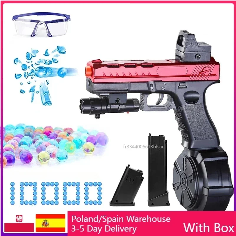Gloc Electric Splatter Gun Ball Toy Pistol 10000 Water Beads Occhiali Per Outdoor Cs Game Giocattoli Per Bambini Regali Di Natale