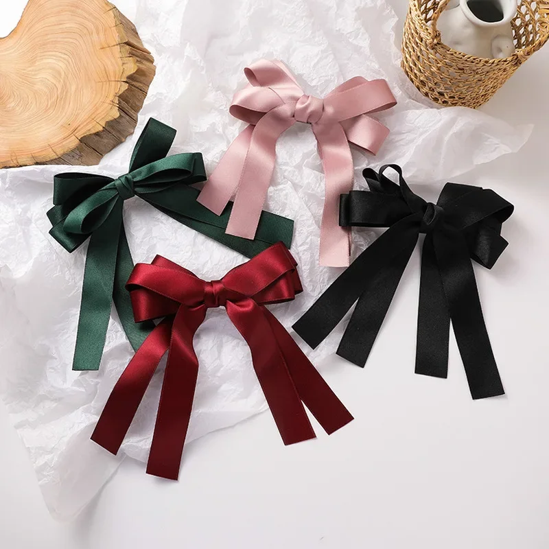 

Elegant Multicolor Ribbons Bowknot Barrettes for Women Girls Korean Red Pink Green Big Clip Barrettes Hair Accessories Headwear