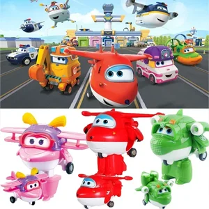 6cm Super Wings Action Figures Transforming Robot Toys Jett Dizzy Donnie Bello Deformation Airplane Animation Model Kids Gifts