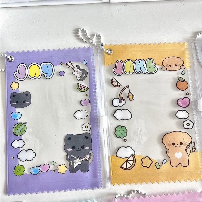 1 Pcs Kpop Photocard Holder Keychain Cardholder Plastic Cover Kawaii Korean Key Chain Card Covers 6