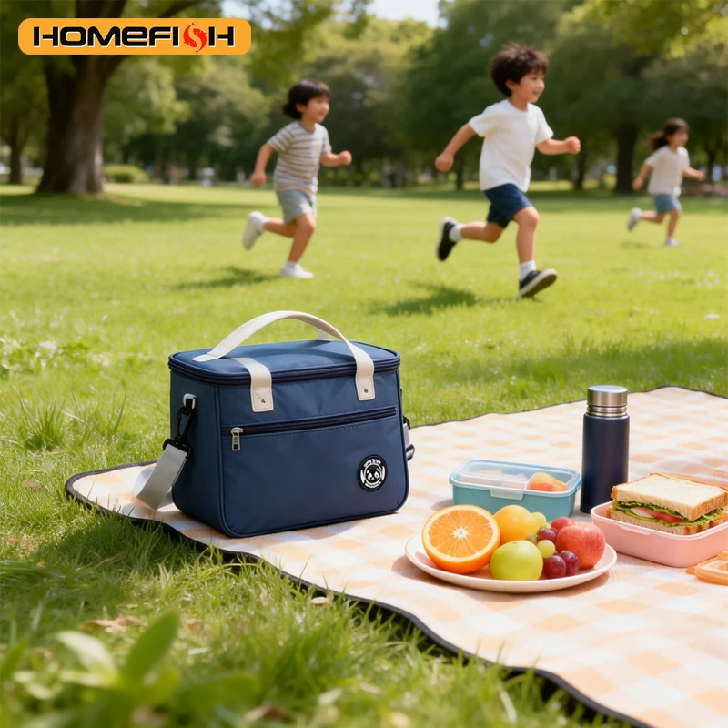 Thermal bag bento bag aluminum foil thickened lunch box thermal bag with rice shoulder strap bento bag one pack - 3