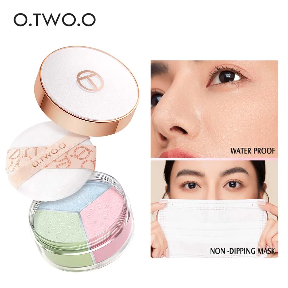 

O.TWO.O 3 Color Loose Powder Hides Oil Pores Face Powder Blend Naturally Setting Powder Fix Lock Makeup Matte Finishing Powder