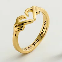 Bague romantique en forme de cœur pour femmes et hommes, je t'aime pour toujours, bague réglable pour Couple, fête de mariage, rencontres, bijoux cadeaux 2