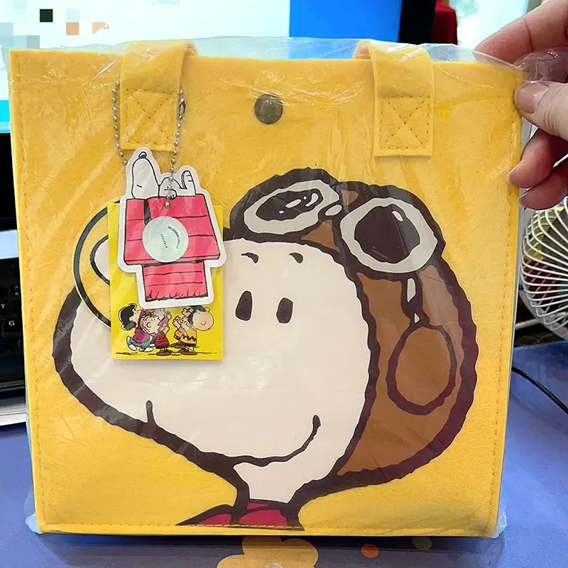 

Аниме Kawaii Snoopy фетровая сумка, портативная мультяшная сумка для покупок, школьная сумка для хранения учебников, ежедневное путешествие, для девочек, милые подарки