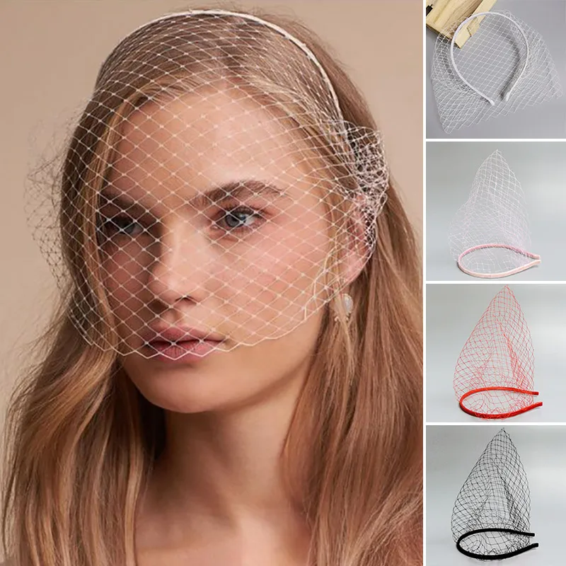 

Bridal Elegant Birdcage Short Veil White Black Headband Retro Brides Face Cover Mesh Mask Veil Wedding Hair Jewelry Accessories