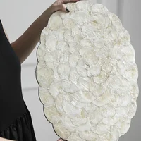 AhunderJiaz Light Luxury Natural Shell Tray Dining Table Insulating Mat Desktop Organizer Flower Trimmed Decorative Placemats 2