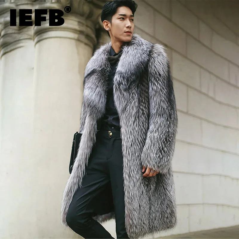 

IEFB Winter Men's Loose Imitation Mink Hair Coat Fashion Faux Fur Fox Long Woolen Overcoat Trend Male Personality Clothe 21Q4429