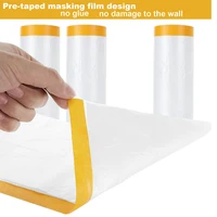 Pre-Taped Masking Film Plastic Painting Drop Cloth Sheeting Roll for Automotive Painting Furniture Dust-proof Protection 2