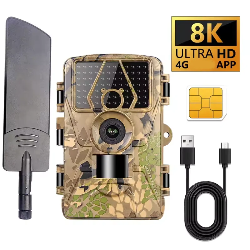 4G LTE Hunting Trail Camera 60MP 8K APP Control Night Vision Photo Trap Support SIM Card Cellular Mobile Wireless Wildlife Cam 1