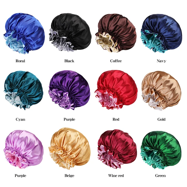 Satin Bonnet Silk Bonnet Hair Bonnet For Sleeping Satin Cap Extra Large  Reversible For Women Curly Natural Hair Purple