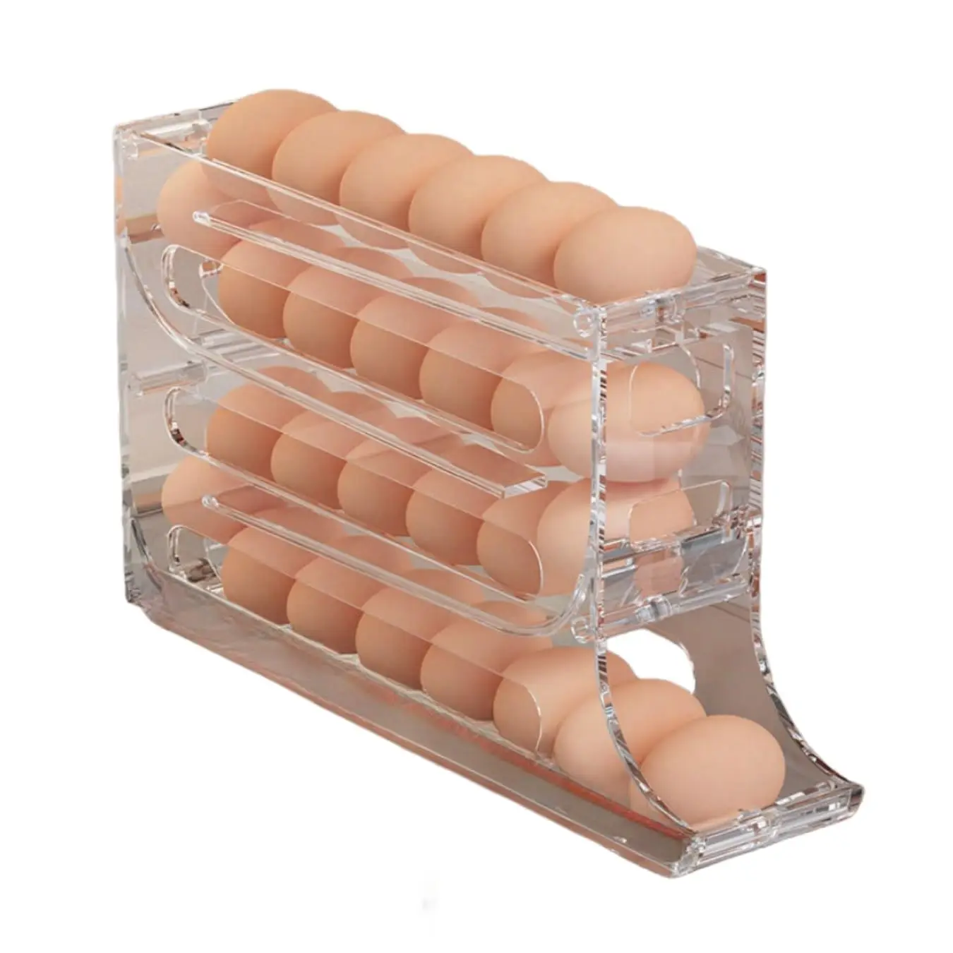 Egg Storage Box Refrigerator 4 Tier Rolling Egg Holder Dispenser Kitchen Automatic Scrolling
