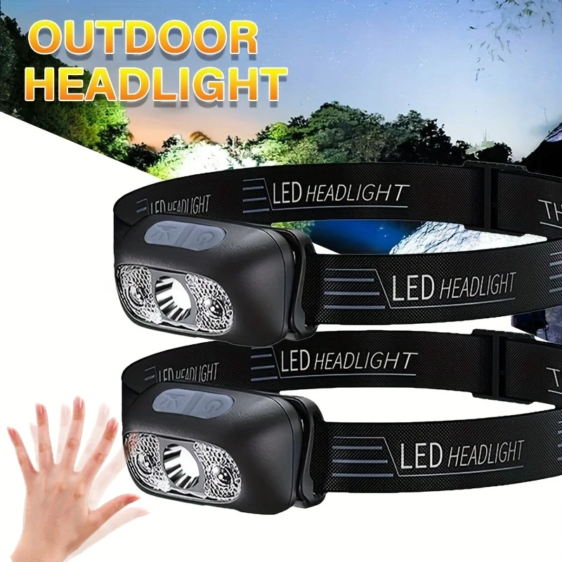Sensor Headlamps Mini LED Night Fishing Powerful Torch Head Lamp USB Rechargeable Super Bright Adjustable Angle Headlight