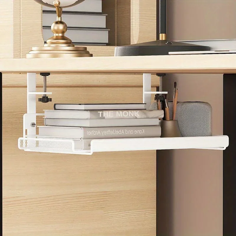 1 Table Bottom, Table Edge Cabinet Hanging, Hole Free Cable Management Computer, Storage Rack, Wire Organizer Under The