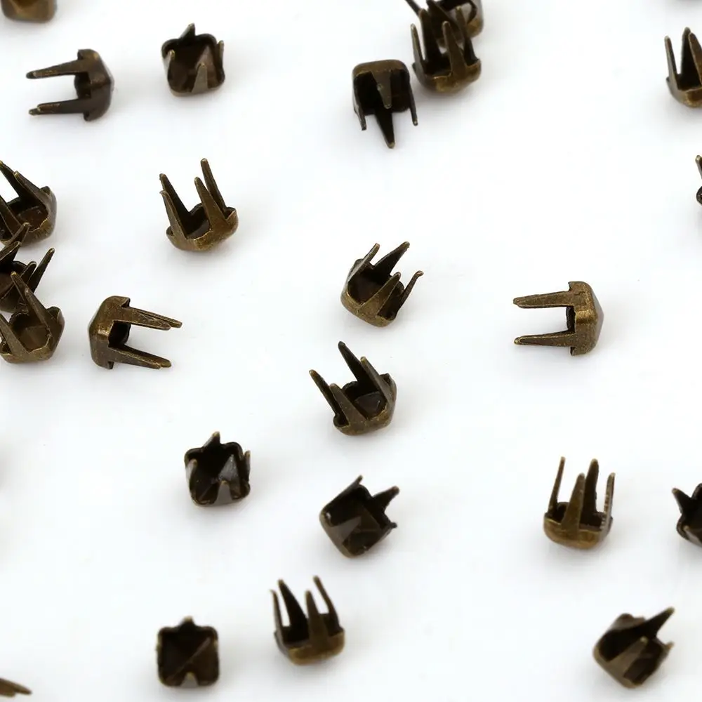 50Pcs 3mm Mini Claw Hammer Buckle Gold/Silver/Bronze/Black Metal Round Bead Super Small Doll Button DIY Toy Clothes Accessories