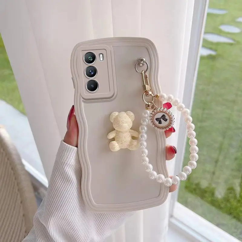 Cute 3d Bear Wave Liquid Silicone Phone Case For Samsung Galaxy_voghion.com