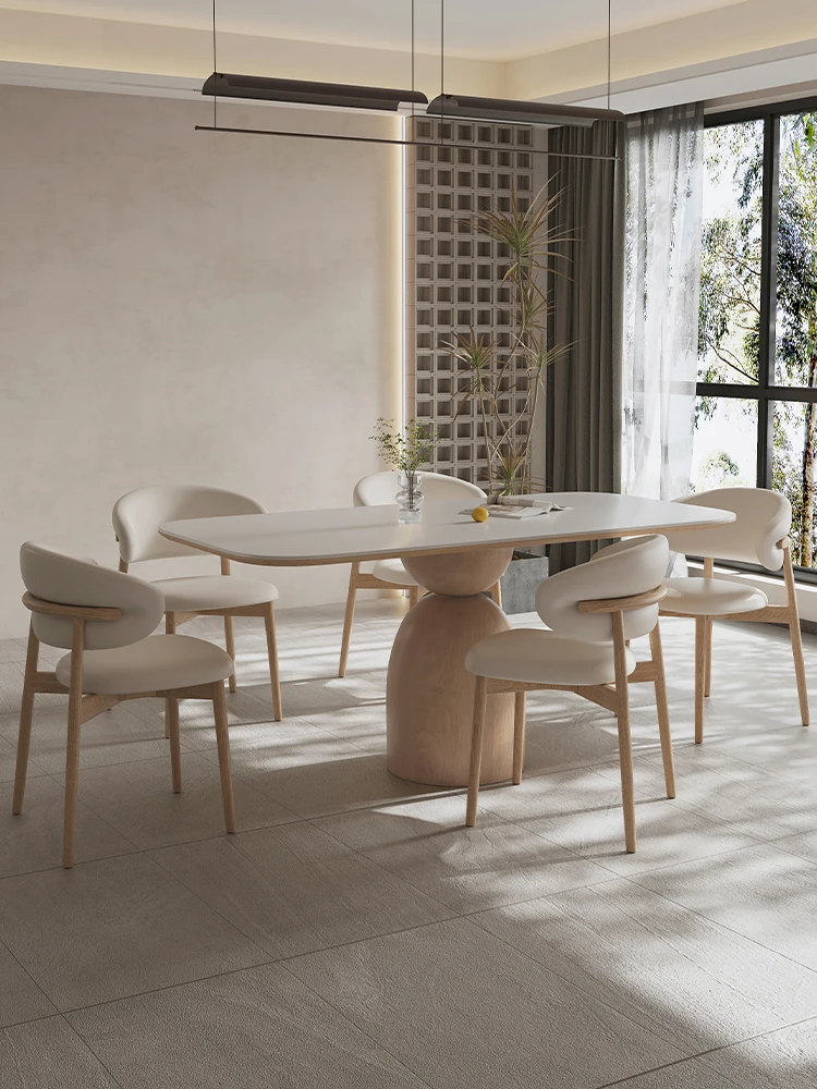 

Cream wind rock plate dining table and chair combination